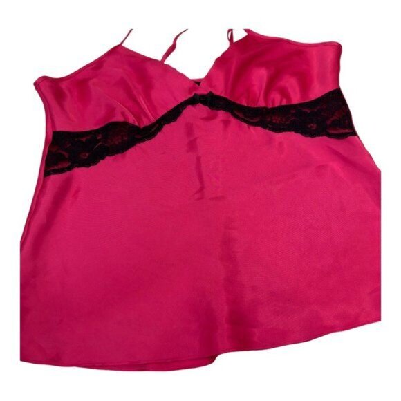 Apt 9 Womens Intimates Top Sz L Pink Satin-Black Lace-Sleeveless Sleepwear - Picture 7 of 10